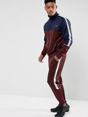 Illusive London Track Suit In Navy Burgundy White European Style RARE